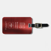Eigenes Logo Mit Monogramm Rot gebürstetes Metall Gepäckanhänger (Vorderseite horizontal)