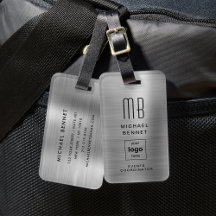 Eigenes Logo Mit Monogramm Silver Gray-Brushmetall