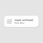 Eigenes Logo Weiße Minimale Mindesttitelkennzahl M Namensschild (Vorderseite)