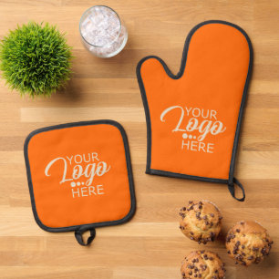 Eigenes Markengeschäft mit Logo-Orange Ofenhandschuh & Topflappen-Set