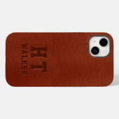 Eigenes Mit Monogramm braunes Veganes Leder Case-Mate iPhone Hülle (Rückseite (Horizontal))