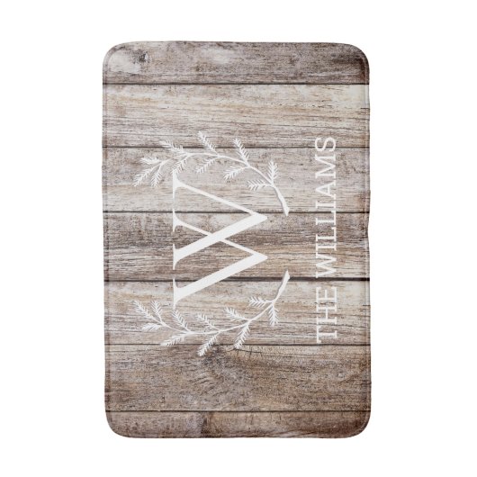 Eigenes Mit Monogramm Personalisiertes Rustikales  Badematte (Vorderseite Vertikal)