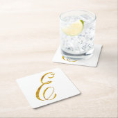 Eigenes Monogramm E-Imitat Gold Foil Monogramme Rechteckiger Pappuntersetzer (Vor Ort)
