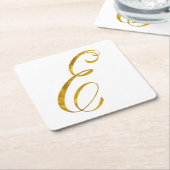 Eigenes Monogramm E-Imitat Gold Foil Monogramme Rechteckiger Pappuntersetzer (angewinkelt)