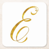 Eigenes Monogramm E-Imitat Gold Foil Monogramme Rechteckiger Pappuntersetzer (Vorderseite)