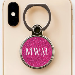 Eigenes Monogramm für den GLITZER in Hot Pink Handy Ring