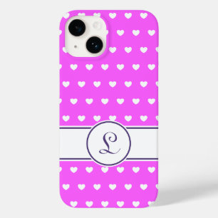 Eigenes Monogramm Girly Pink mit Niedlichen weiße Case-Mate iPhone 14 Hülle