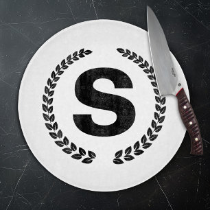 Eigenes Monogramm mit Lorbeerblättern Schneidebrett