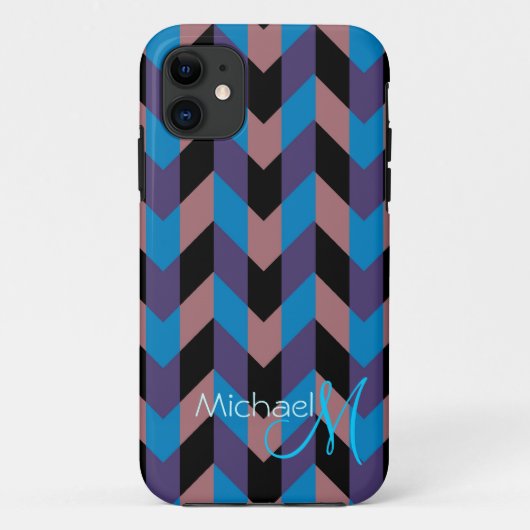 Eigenes Monogramm Modern Chevron Zickzack 8 Case-Mate iPhone Hülle (Rückseite)