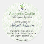 Eigenes Olivenöl, handgefertigt, mit dem Namen Bat Runder Aufkleber (Vorderseite)