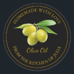 Eigenes Olivenöl | Schwarz Runder Aufkleber<br><div class="desc">Speziell für Sie!</div>