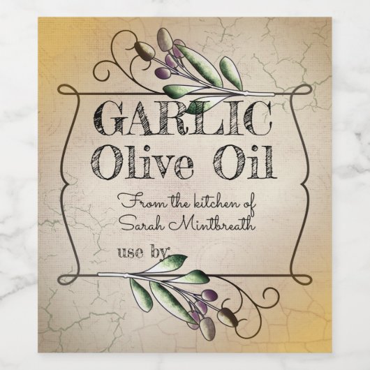 Eigenes Olivenöl Toskanisches Vintages Zuhause Weinetikett (Einzelnes Label)