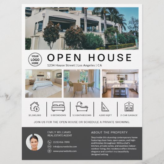 Eigenes Open House Real Anwesen Realtor Custom Log Flyer (Vorne)