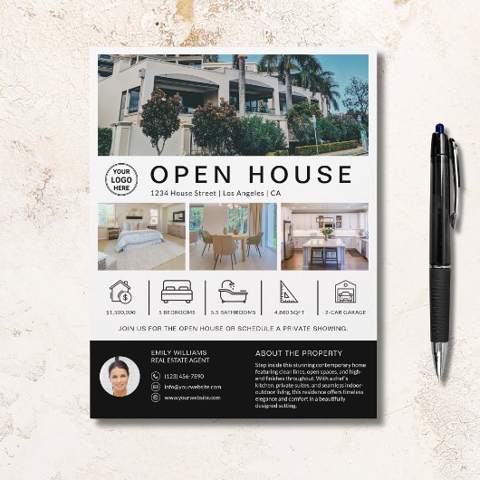 Eigenes Open House Real Anwesen Realtor Custom Log Flyer