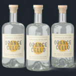 Eigenes Orangecello-Label Alkoholflaschenetikett<br><div class="desc">Elegantes und modernes Orangencello-Flaschenetikett mit dem Text Oangecello,  hausgemacht mit Liebe und Ihrem Namen in chic script Kalligraphie und moderne Typografie auf weißem Hintergrund mit einer stilvollen Touch hübscher Aquarellorange- und Orangenscheiben. Fügen Sie einfach Ihren Namen oder Ihre Firma hinzu. Exklusiv für Sie von Happy Dolphin Studio entworfen!</div>