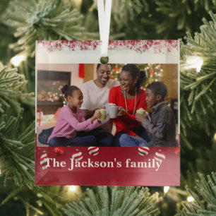 Eigenes personalisiertes Schwarz-Familienportrait, Ornament Aus Glas