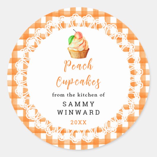 Eigenes Pfirsichkuchen-Lebensmittel Runder Aufkleber (Vorderseite)
