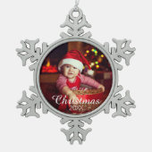 Eigenes Portrait für kundenspezifische Foto Schneeflocken Zinn-Ornament (Vorderseite)