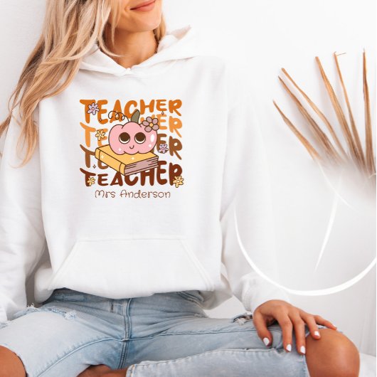 Eigenes Retro Fall Teacher Halloween Hoodie