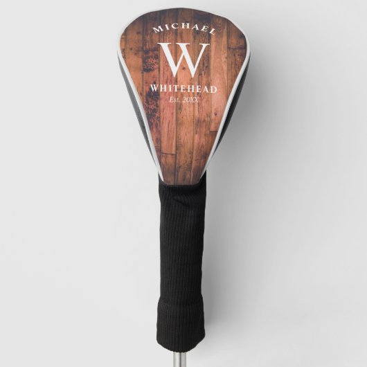 Eigenes Rustikales Monogramm-Holz Golf Headcover (Vorderseite)