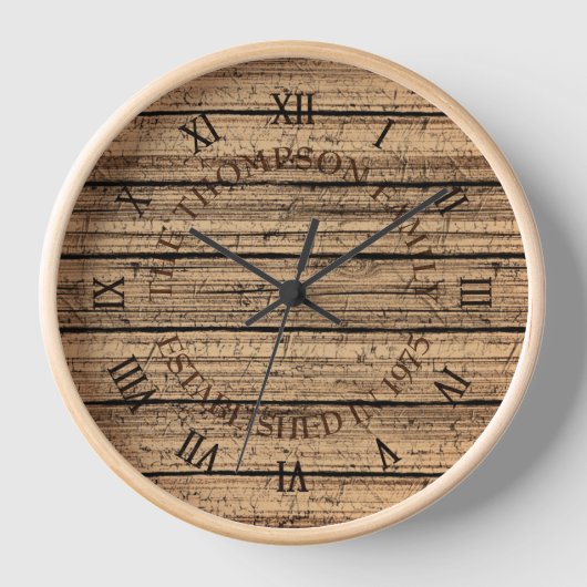Eigenes rustikales Oak Brown Weathered Plank Muste Uhr (Vorderseite)