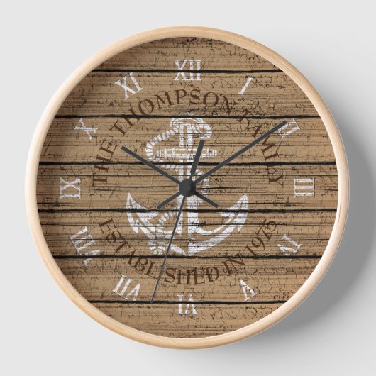 Eigenes rustikales Oak Brown Weathered Plank Muste Uhr (Vorderseite)