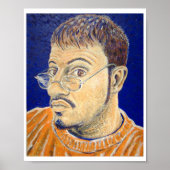 Eigenes Selbstportrait (orange, blau, weiß) Poster (Vorne)