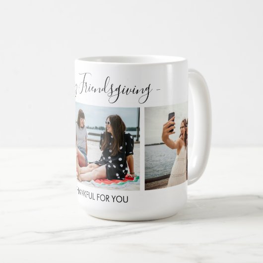 Eigenes Textskript 3 Foto Collage Friendsgiving hi Kaffeetasse (VorderseiteRechts)