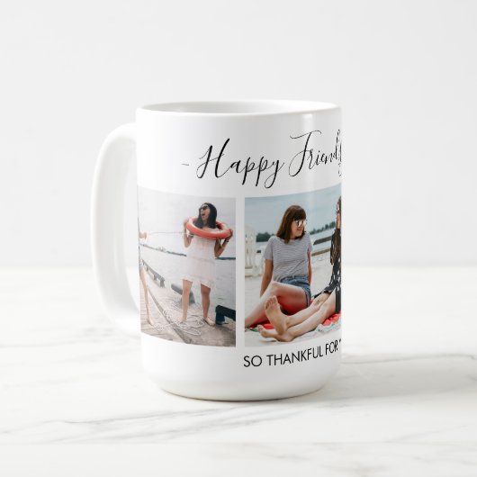 Eigenes Textskript 3 Foto Collage Friendsgiving hi Kaffeetasse (Vorderseite Links)