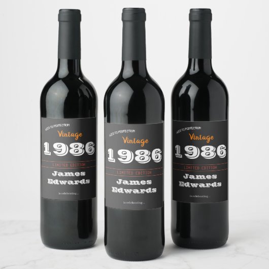 Eigenes Vintages Weinetikett 1986 - 40. Geburtstag (Flaschen)