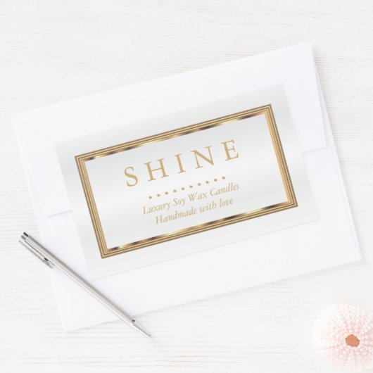 Eigenes Weiß und Gold Rechteckiger Aufkleber (Umschlag)