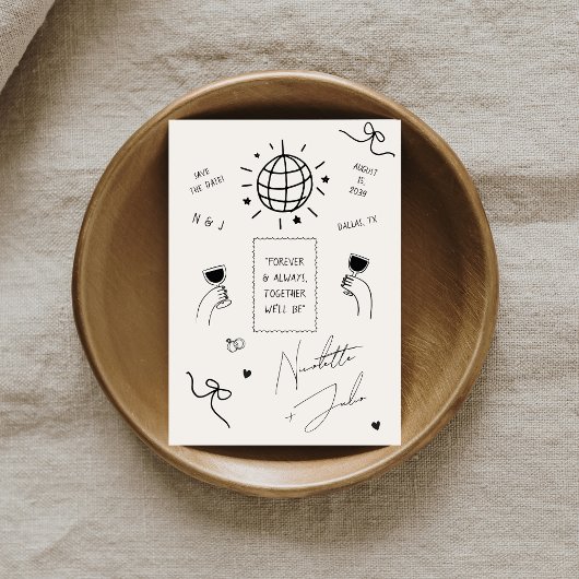 Eigenes Zitat: Whimsy Scribbles Hand Drawn Wedding Save The Date