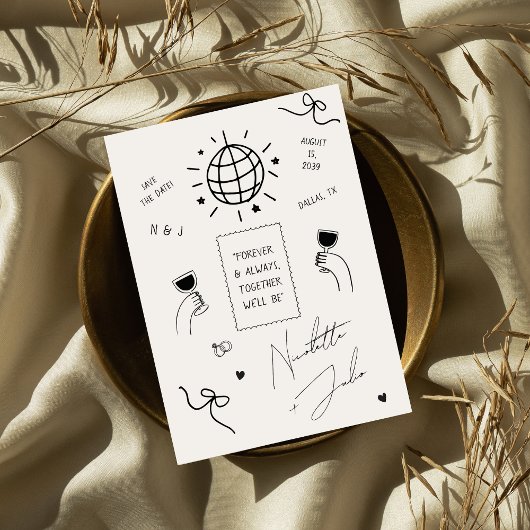 Eigenes Zitat: Whimsy Scribbles Hand Drawn Wedding Save The Date