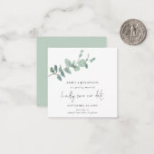 EIGENGRÖSSE | Script Green Eucalyptus Save the Dat Mitteilungskarte (Vorderseite/Rückseite Beispiel)