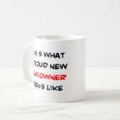 Eigenheimbesitzer, stolzer neuer kaffeetasse (Vorderseite Links)