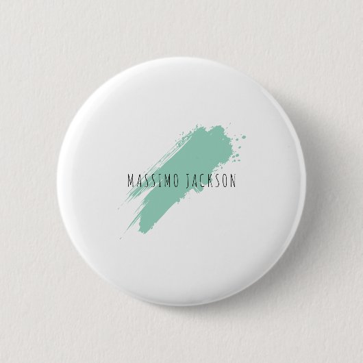 Eigenname Dekorativ Chic Einfach Blau Weiß Button (Vorderseite)
