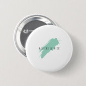 Eigenname Dekorativ Chic Einfach Blau Weiß Button (Vorne & Hinten)