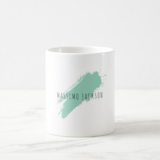 Eigenname Dekorativ Chic Einfach Blau Weiß Kaffeetasse (Mittel)