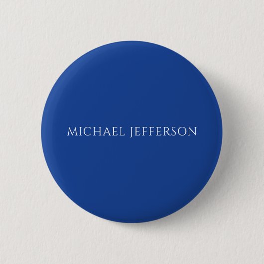 Eigenname Einfache Blaue Farbe Personalisiert Benu Button (Vorderseite)