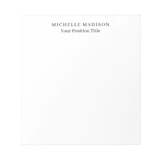 Eigenname Mode Trendy Minimalist Professionell Sch Notizblock (Vorderseite)