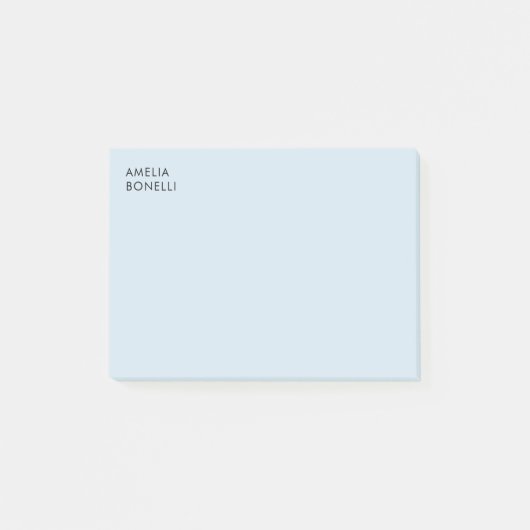 Eigenname Modern Minimalistisch Professionell Blau Post-it Klebezettel (Vorderseite)