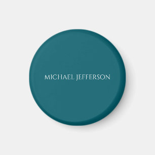 Eigenname schlicht dunkles Teal-Farbpersonal Magnet