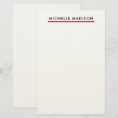 Eigenname Trendy Minimalistischer Professioneller  Briefpapier (Vorne/Hinten)