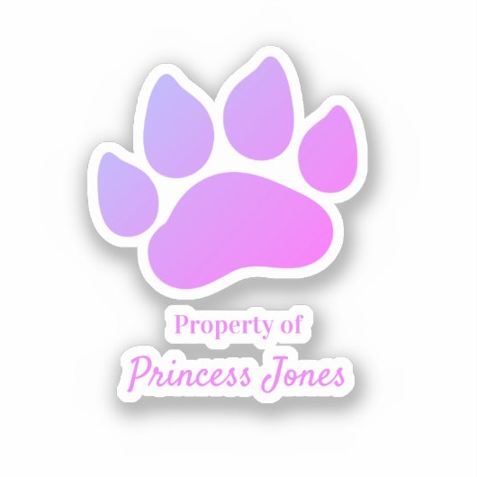 Eigenschaft des Namens Ihres Hundes, angepasst Aufkleber (Vorderseite)