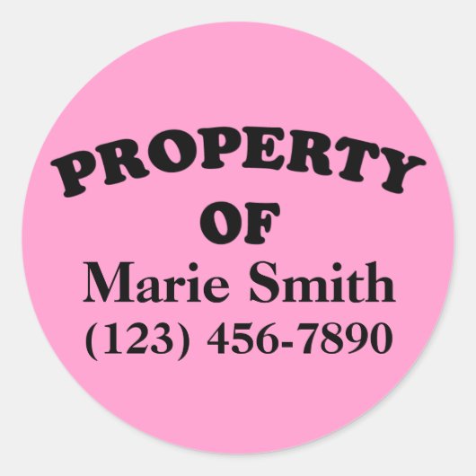 Eigenschaft eines benutzerdefinierten Aufklebers Runder Aufkleber (Vorderseite)