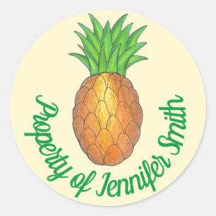 EIGENSCHAFT Personalisierter tropischer Ananas Runder Aufkleber