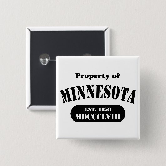 Eigenschaft von Minnesota - schwarzer Text Button (Vorne & Hinten)