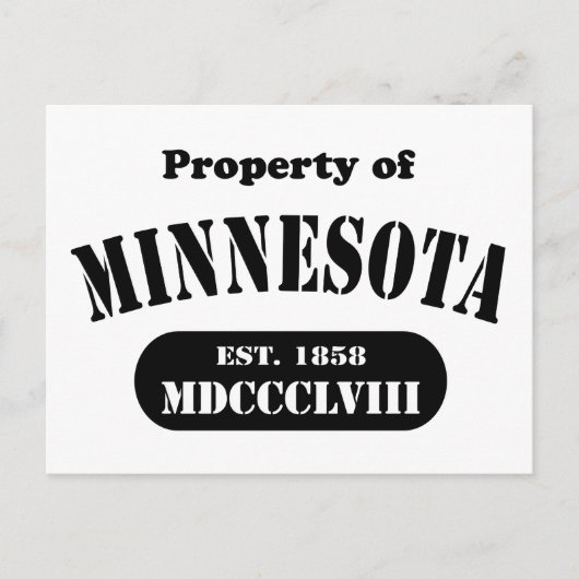 Eigenschaft von Minnesota - schwarzer Text Postkarte (Vorderseite)