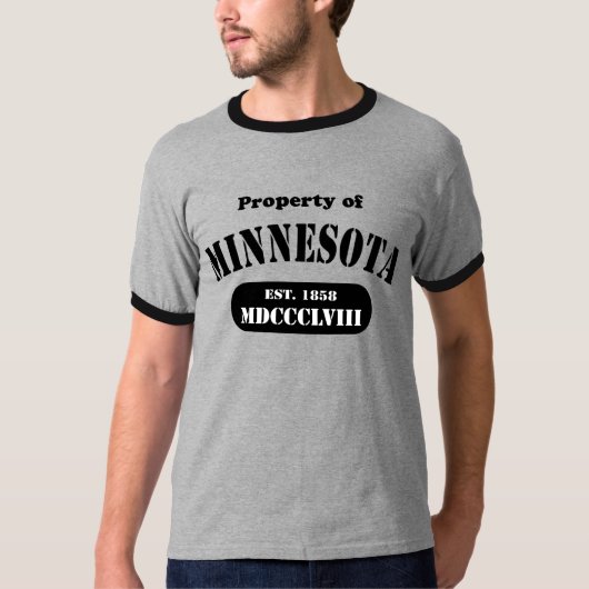 Eigenschaft von Minnesota - schwarzer Text T-Shirt (Vorderseite)