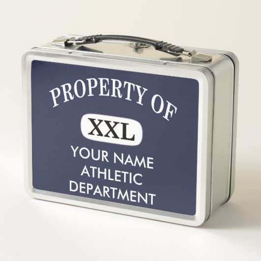 Eigenschaft von XXL Weiß Schriftart hinzufügen Metall Lunch Box (Rückseite)